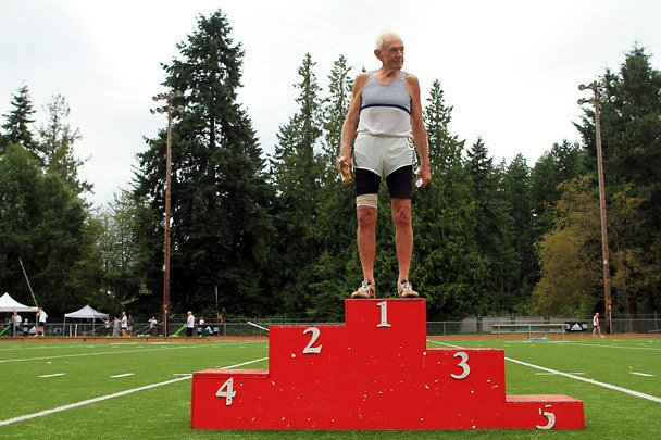 Just seeing a guy in his eighties or nineties standing on top of a podium is impressive enough let alone after running, jumping or throwing!