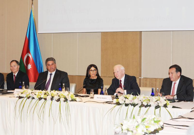 Patrick Hickey opens the second Coordination Commission meeting of Baku 2015 with Azerbaijan's First Lady Mehriban Aliyeva