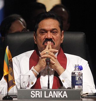 Mahinda Rajapaksa_behind_Sri_Lanka_badge_Perth_October_30_2011
