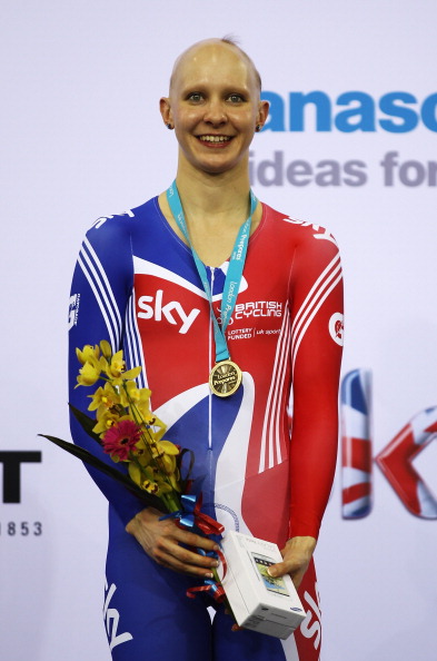 Joanna Rowsell_stands_on_top_of_podium_London_2012_Test_Event_February_18_2012