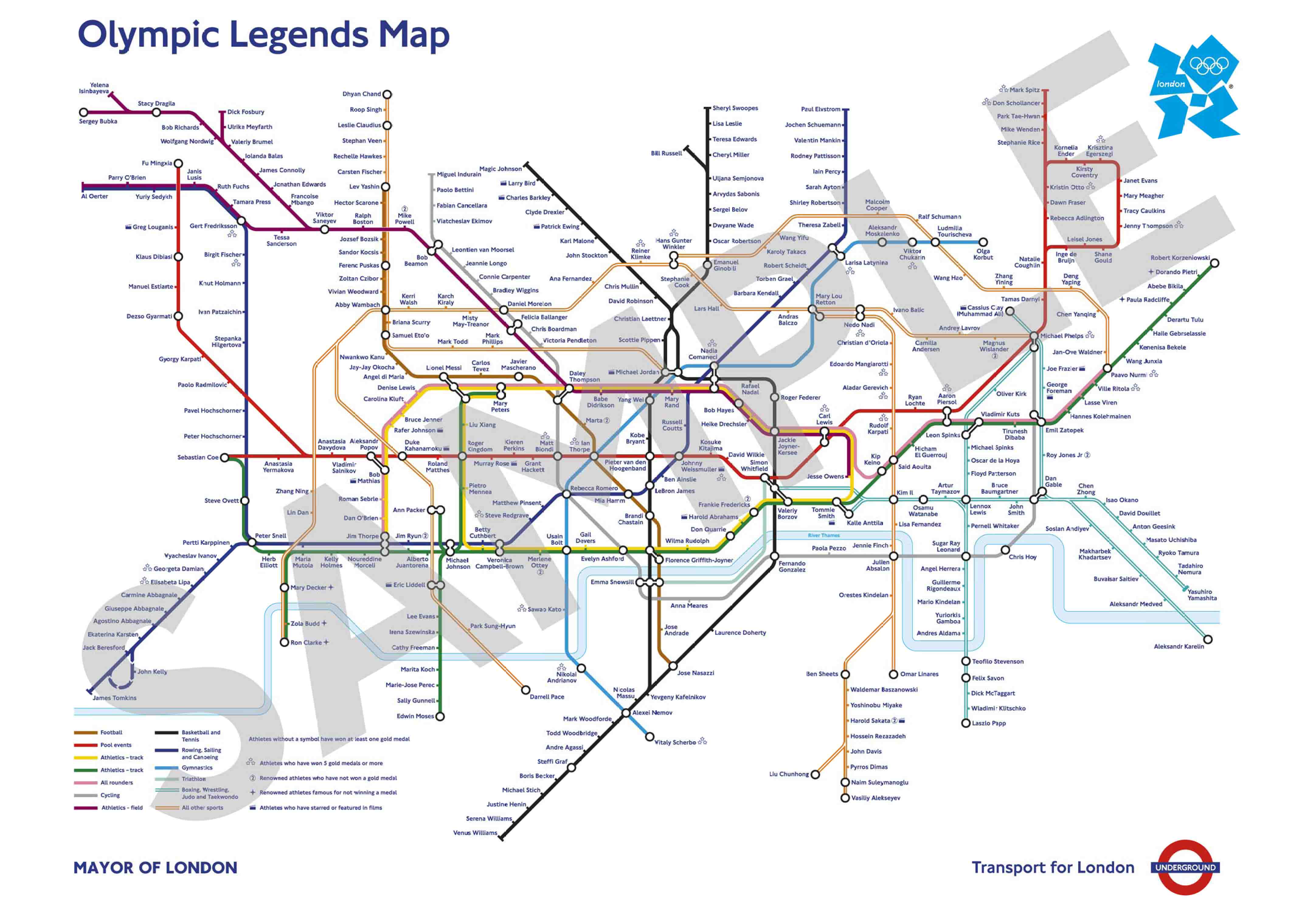 Tube map stops named after Olympic icons to celebrate London 2012 photo picture