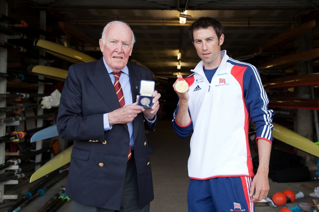 Paul Bircher_and_Mark_Hunter_with_Olympic_medals_04-05-12