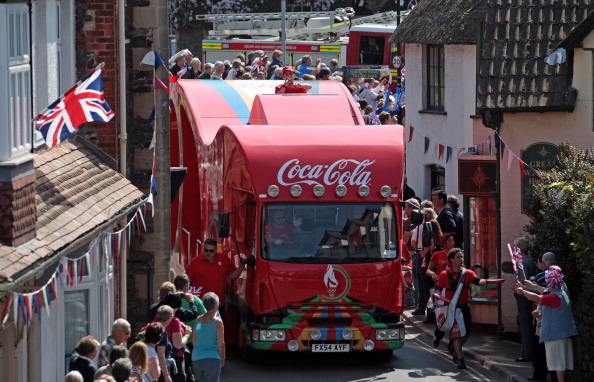 Coca-Cola Olympic_sponsor_vehicle_with_the_Olympic_Torch_near_Minehead