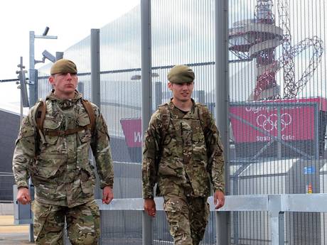 Army at_Olympic_Park_London_2012_by_security_fence