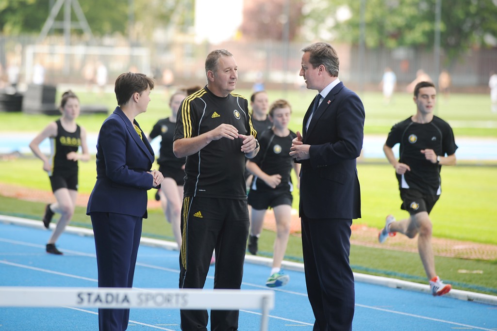 David Cameron__Glasgow_School_of_Sport_athletics_coach_Norrie_Hay__MSP_Ruth_Davidson