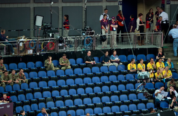 empty seats_inside_North_Greenwich_Arena_during_the_womens_team_preliminaries_competition_at_the_2012_Summer_Olympic_Games_30-07-12