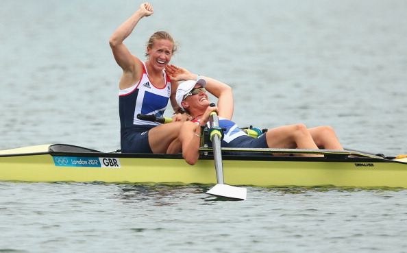 Heather Stanning_and_Helen_Glover_celebrate_winning_London_2012