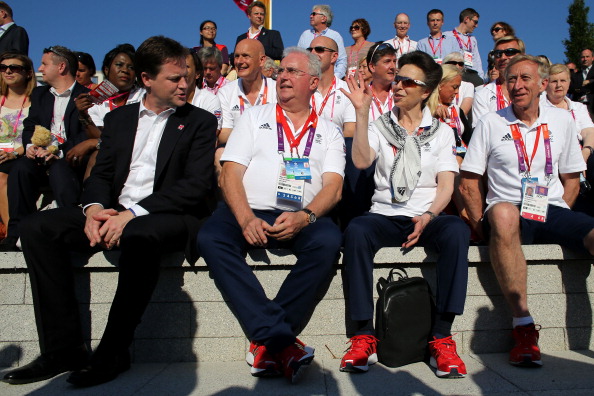 L-R British_Deputy_Prime_Minister_Nick_Clegg_Vice_Chairman_of_the_British_Olympic_Association_Albert_Woods_Princess_Anne_and_David_Hemery_watch_on_as_Team_GB_arrive_in_the_Olympic_Village