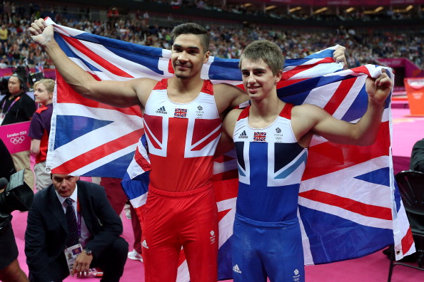 Louis Smith_and_Max_Whitlock_celebrate_their_medal_successes