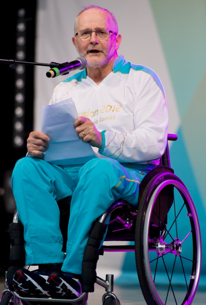 Sir Philip_Craven_speaks_to_the_audience_during_the_torch_relay_ceremony