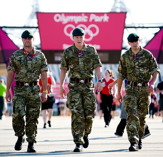 Army entering_Olympic_Park_London_2012