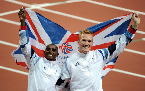 Mo Farah_and_Greg_Rutherford_celebrate_Super_Saturday_August_4_2012