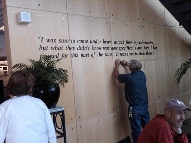 Lance Armstrong_quote_being_taken_down_from_US_Olympic_Training_Centre