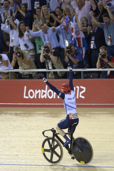Jason Kenny celebrates winning London 2012 sprint August 6