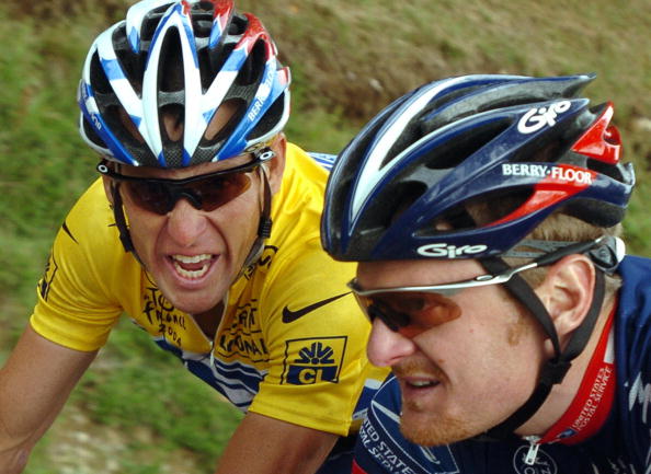 Lance Armstrong and Floyd Landis Lons-Le Saunie July 23 2004
