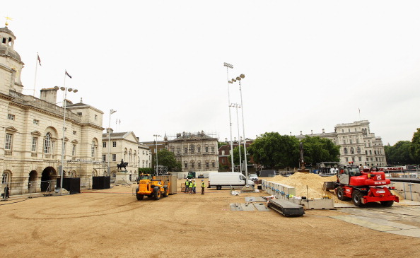 Sand Delivery to London 2012 Olympic Games Beach Volleyball Venue at Horse Guards Parade