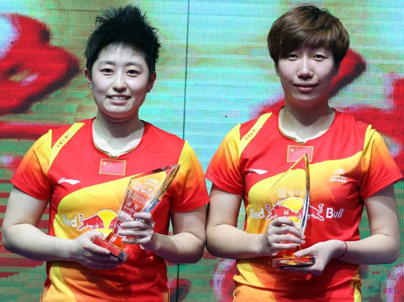 Yu Yang and Wang Xiaoli after winning China Open Shanghai November 18 2012