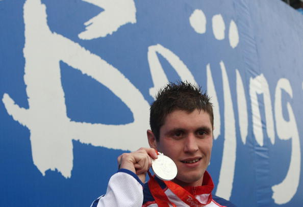David Davies with Olympic silver medal Beijing 2008 August 21