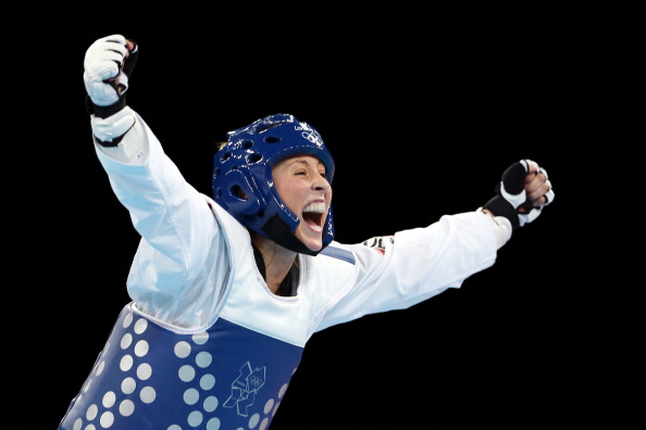 Jade Jones celebrates winning Olympic gold medal August 9 2012