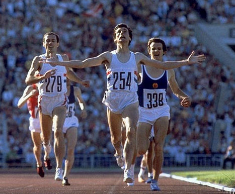 Sebastian Coe wins the Olympic 1500m Moscow 1980