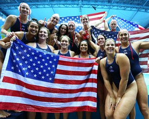 Team USA celebrate winning water polo London 2012