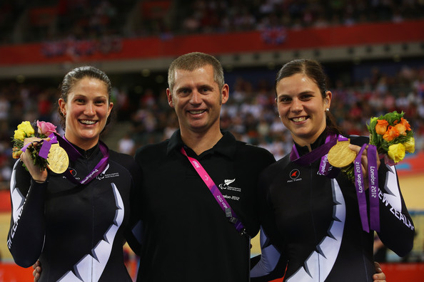 Brendon Cameron with Laura Thompson and Philippa Gray after gold medal London 2012