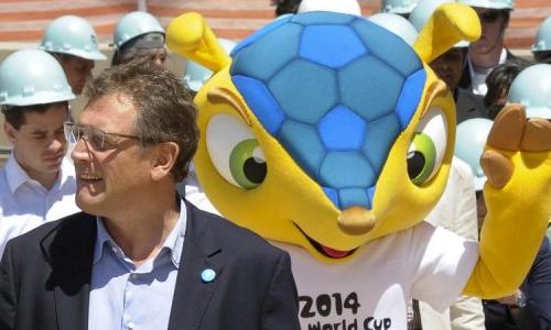 Jerome Valcke with Brazil 2014 mascot
