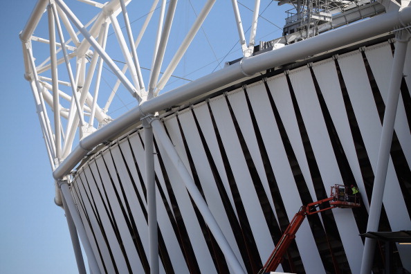 London 2012 Olympic stadium Dow wrap