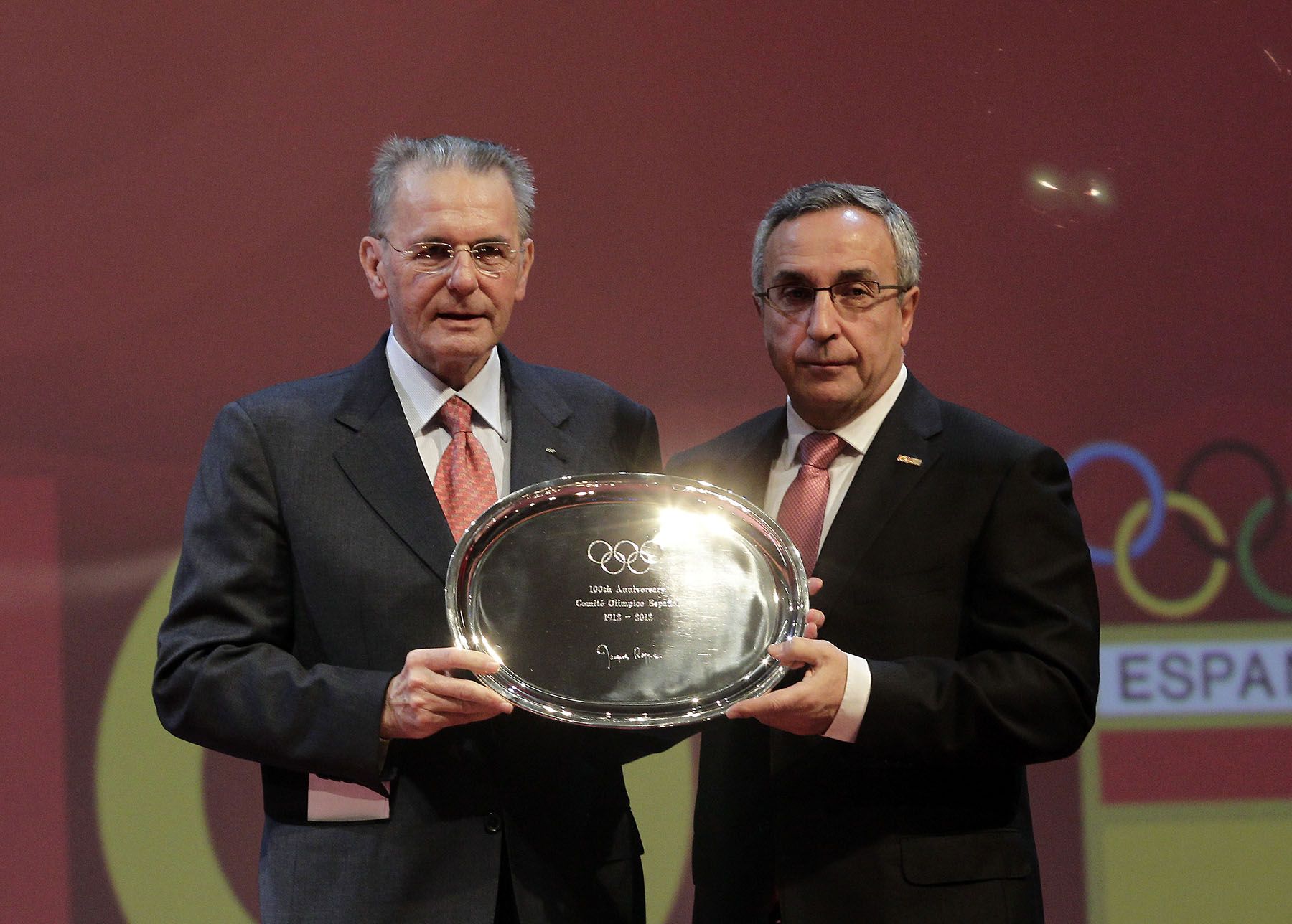 Jacques Rogge with Alejandro Blanco COE Centenary December 12 2012
