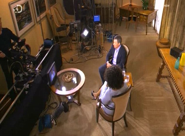 Lance Armstrong being interviewed by Oprah Winfrey