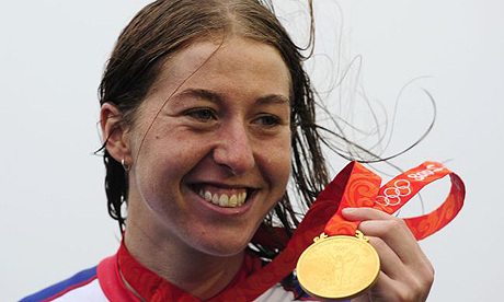 Nicole Cooke with Beijing 2008 gold medal
