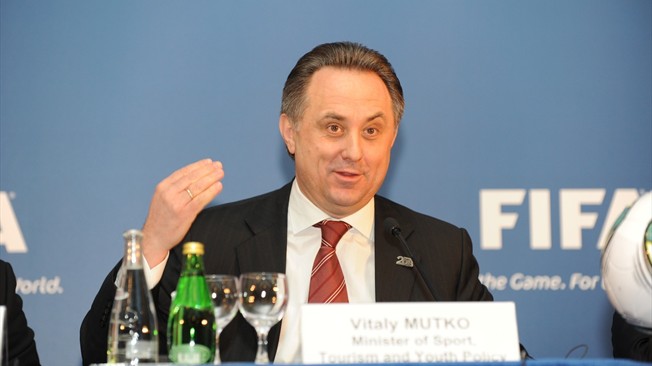 Vitaly Mutko behind name badge