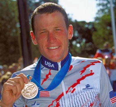 Lance Armstrong with Olympic bronze medal