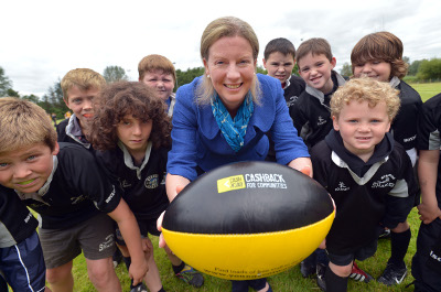 Shona Robison with rugby ball