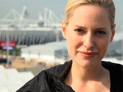 Aimee Mullins outside London 2012 Olympic Stadium
