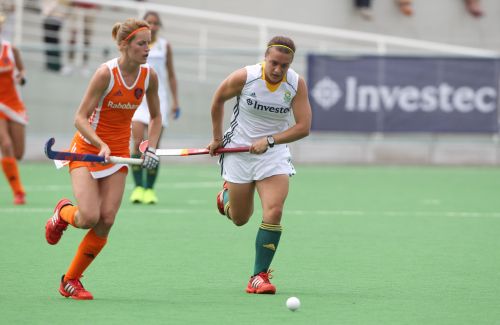 Investec SA striker Jade Mayne on attack in the Investec Challenge final against The Netherlands