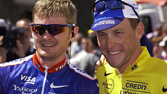 Lance Armstrong with Floyd Landis