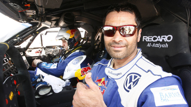Nasser Al-Attiyah in rally car