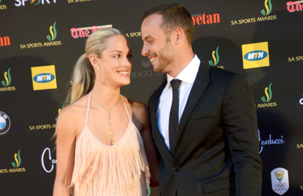 Oscar Pistorius with Reeva Steenkamp at awards ceremony