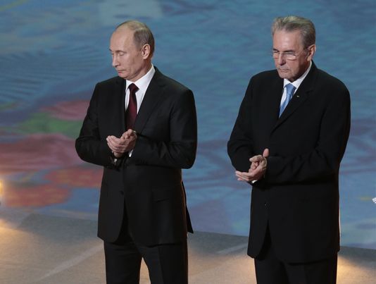Vladimir Putin with Jacques Rogge