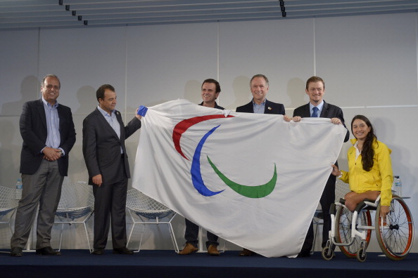 Andrew Parsons welcomes the Paralympic flag to Brazil following London 2012