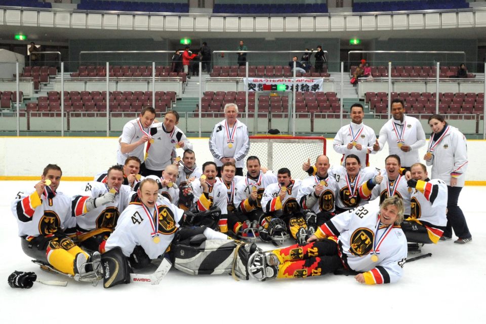 Germany celebrate 2013 Sledge Hockey world championship victory