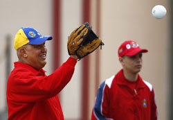 Hugh Chavez with softball mit