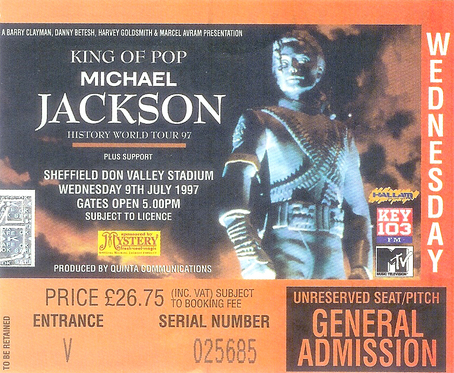 Michael Jackson ticket for show in Sheffield