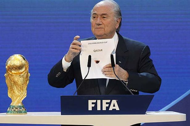 Sepp Blatter reading out Qatar as 2022 World Cup host