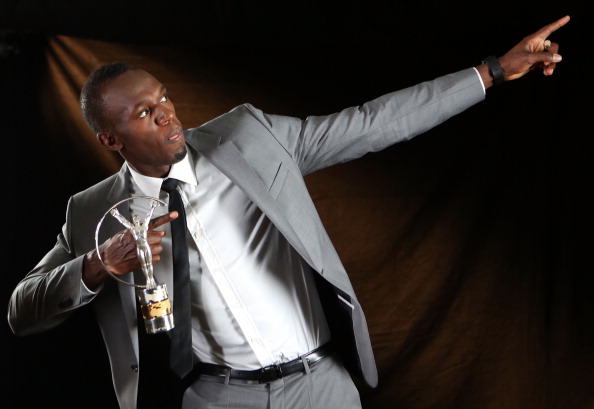 Usain Bolt with Laureus Award Rio March 11 2013