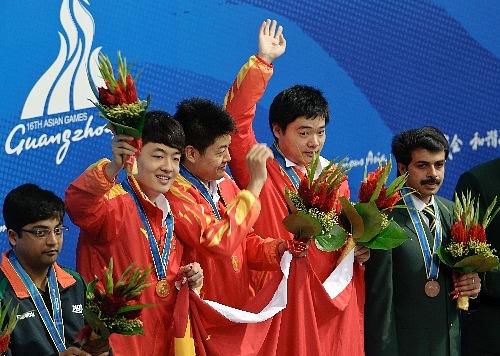 China celebrate winning Asian Games 2010 gold medal