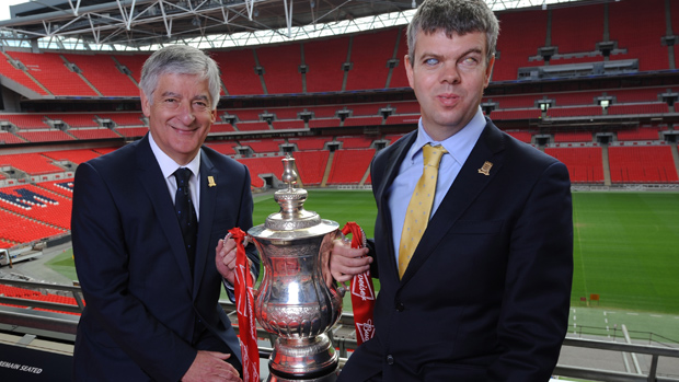Dave Clarke with David Bernstein and FA Cup