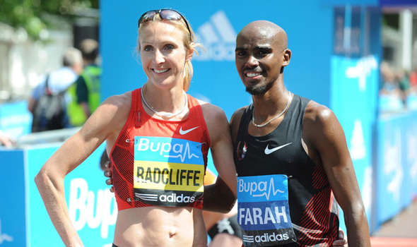 Mo Farah with Paula Radcliffe