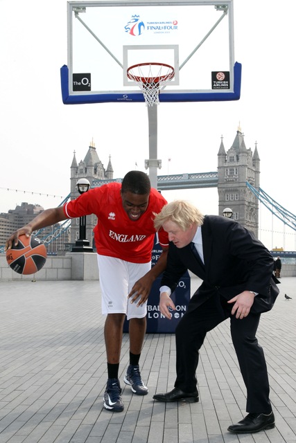 Boris Johnson takes on Pops Mensah-Bonsu Euroleague launch City Hall April 8 2013